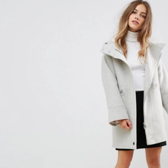 ASOS Gray Hooded Parka Coat with Formal Styling - Picture 5 of 16